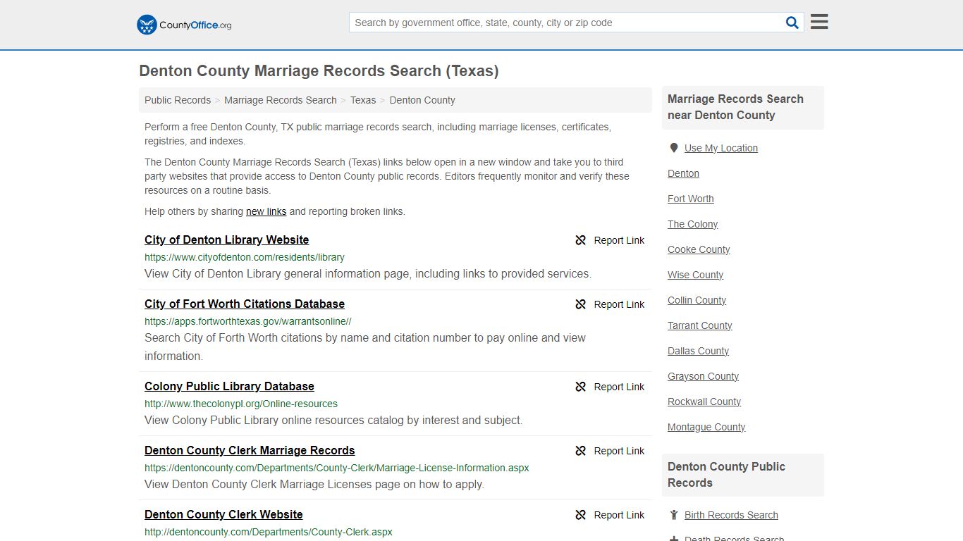 Denton County Marriage Records Search (Texas) - County Office